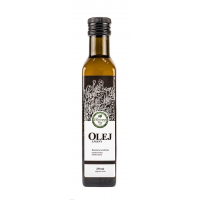 Olej lniany, tłoczony z nasion lnu-Szafir, bogaty w kwasy omega-3, delikatny w smaku, pozbawiony goryczy