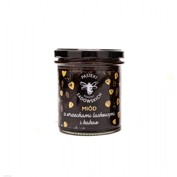 Miód z orzechami laskowymi i kakao, do ciast, deserów, kanapek,  słodka, zdrowa przekąska