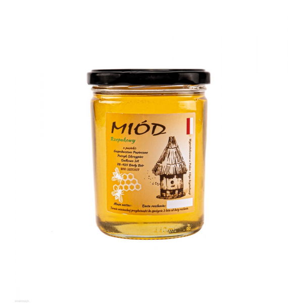 Miód rzepakowy, z nektaru rzepaku, jasny, o kremowej konsystencji, wzmacnia serce, łagodzi kaszel