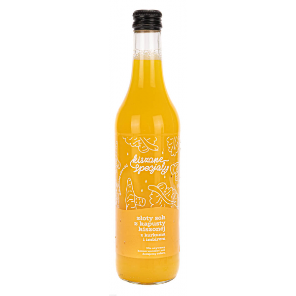 Złoty sok z kapusty kiszonej, z kurkumą i imbirem, smaczny, kwaskowy