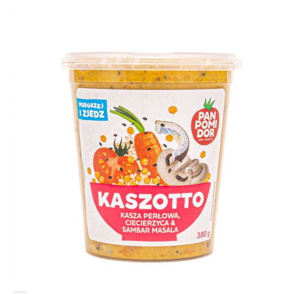 Kaszotto ze zdrową perłową kaszą, ciecierzycą, inaczej cieciorką lub grochem  włoskim, posiada liczne właściwości zdrowotne