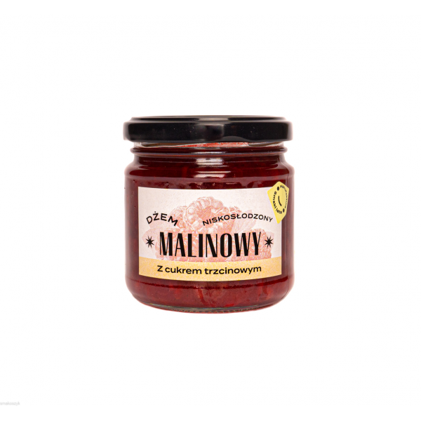 Dżem malinowy, z cukrem trzcinowym, niskosłodzony, smaczny, naturalne składniki