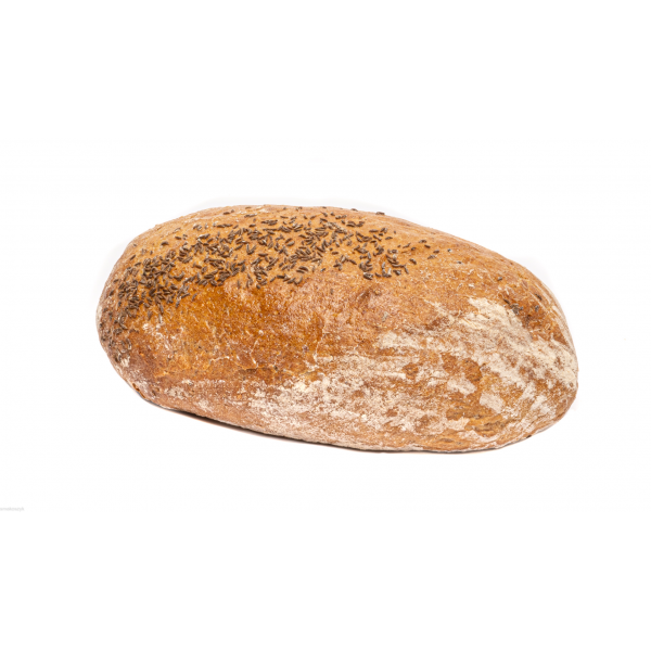 Chleb pszenno-żytni z kminkiem, na zakwasie, tradycyjny wypiek