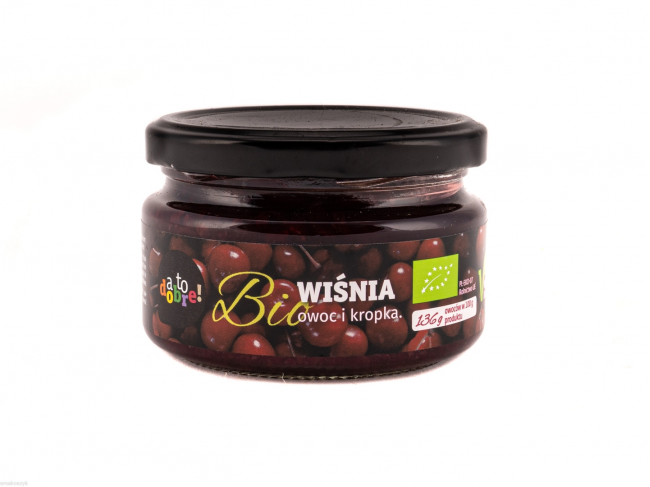 Bio wiśnia bez dodatków, smaczna, bez cukru i konserwantów, naturalna pektyna