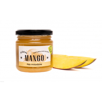 Dżem mango, słodzony miodem z dodatkiem cytryny, doskonały do owsianki