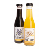 Syropy z czarnego bzu i imbiru z cytryną, pasteryzowane, zdrowe, naturalne składniki