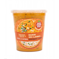 Danie Sri Lanka sambar curry dobrze smakuje podane z makaronem ryżowym lub  ryżem