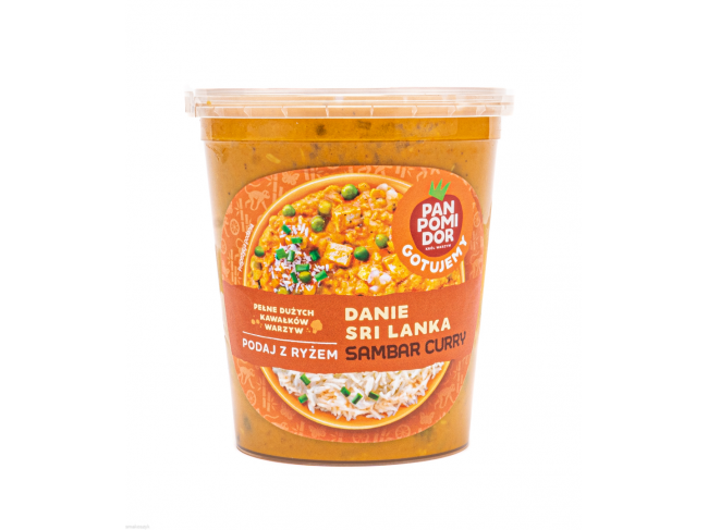Danie Sri Lanka sambar curry dobrze smakuje podane z makaronem ryżowym lub  ryżem