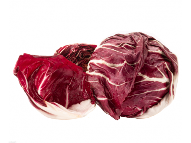 Sałata radicchio, dobrze smakuje pieczona, polana miodem lub balsamico