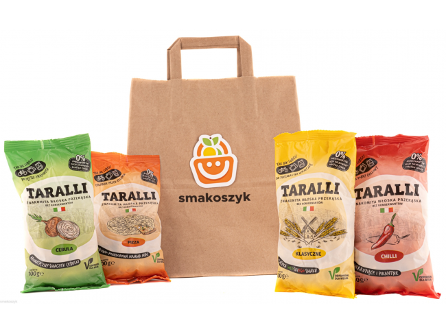 Taralli, przekąska włoska, z naturalnych składników, mąki, oleju słonecznikowego, oliwy z oliwek i białego wina