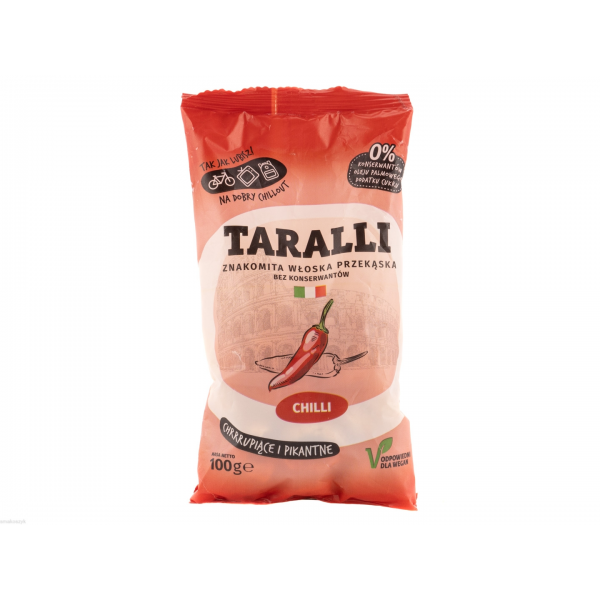 Taralli chili, lekko ostra, dodatek do aperitif, wina, serów, tradycyjna włoska receptura