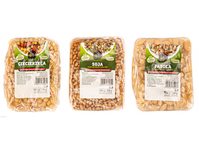 Gotowane produkty, soja, fasola, ciecierzyca, do humusu, pasty, pasztetu
