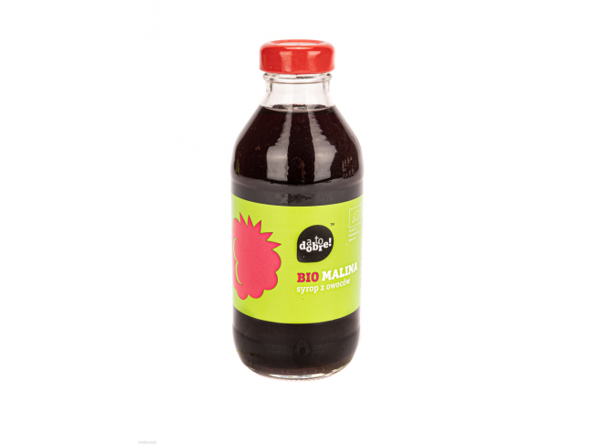Bio malina syrop, zdrowy smaczny, aromatyczny, słodzony cukrem trzcinowym