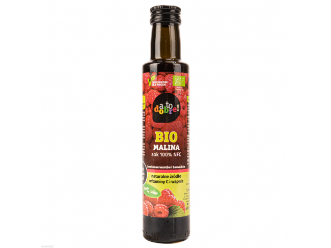 Bio malina, sok 100%, zdrowy, bez cukru i barwników, sok wyciskany z owoców