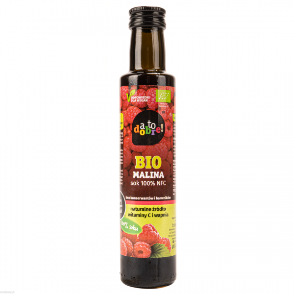 Bio malina, sok 100%, zdrowy, bez cukru i barwników, sok wyciskany z owoców