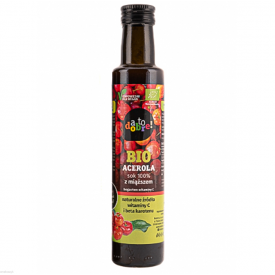 Bio acerola sok z miąższem, bogactwo witaminy C, wyciskany z owoców, pasteryzowany