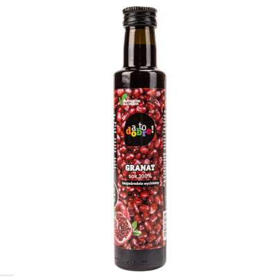 Sok z granatu, w 100% wyciskany bezpośrednio z owoców, słodki, pyszny smak