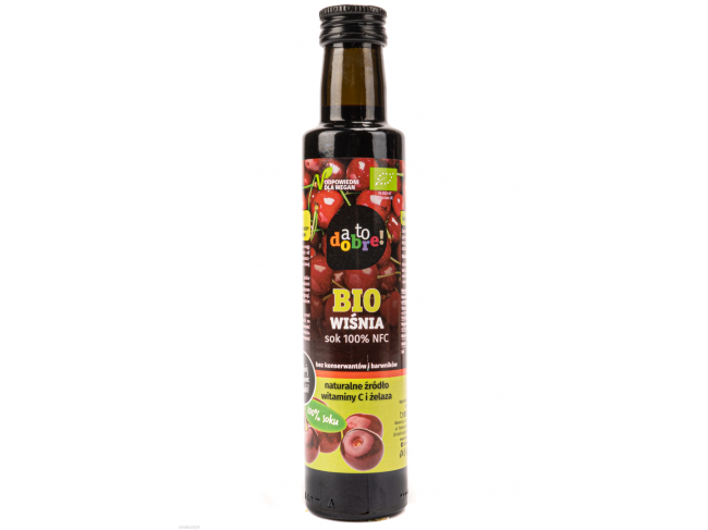 Bio wiśnia, sok 100%, naturalne bogactwo witaminy C i żelaza