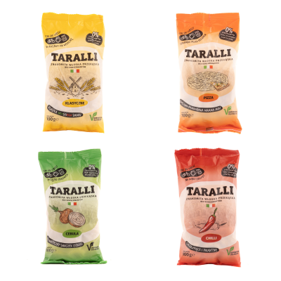 Różne smaki taralli, doskonałe na przyjęcie w domu i ogrodzie