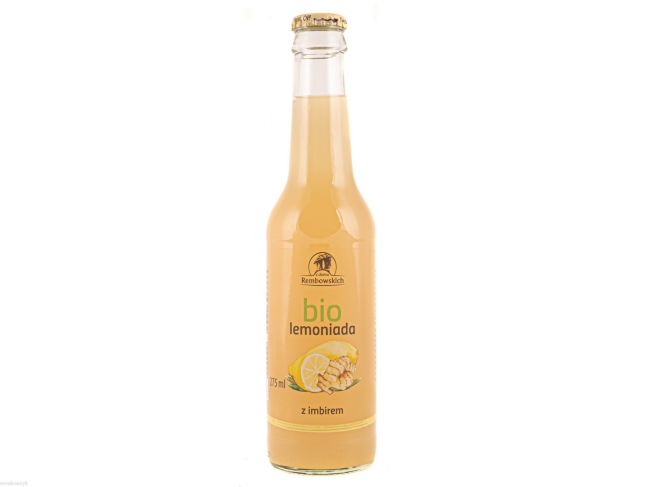 Bio lemoniada z imbirem, smaczna, o smaku lekko korzennym, z cukrem trzcinowym