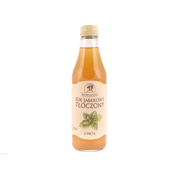 Sok jabłkowy, orzeźwiający z miętą, działa leczniczo i rozluźnia, bez konserwantów