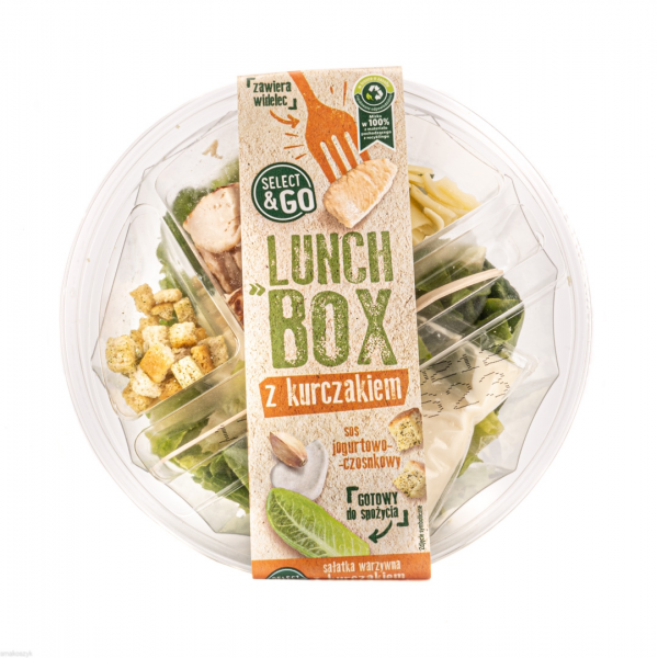 Luchbox z kurczakiem, pyszny kurczak, grzanki, sos jogurtowo czosnkowy, dla zabieganych