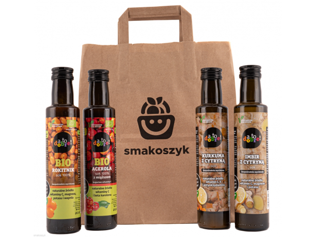 Bio soki, bogate w witaminy C i E, magnez, potas i antyoksydanty, naturalne, bez barwników
